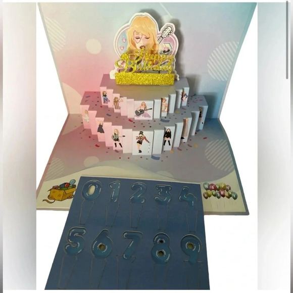 Taylor Swift Happy Birthday Card Swiftie Gift Eras Tour Pop Up 2 Card Set - Picture 4 of 7